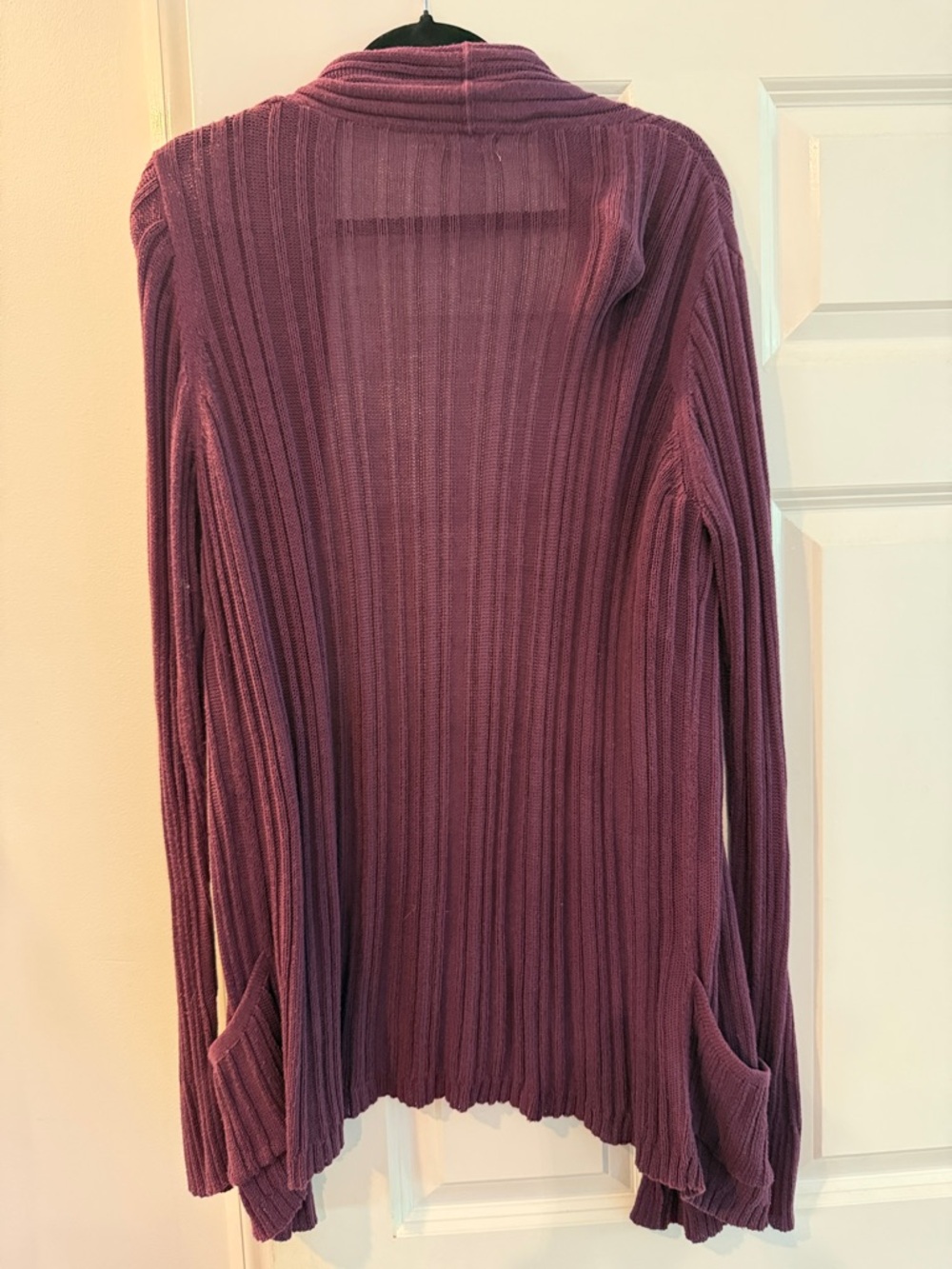 Maurices Ribbed Open-Front Cardigan - Plum - Picture 4 of 4